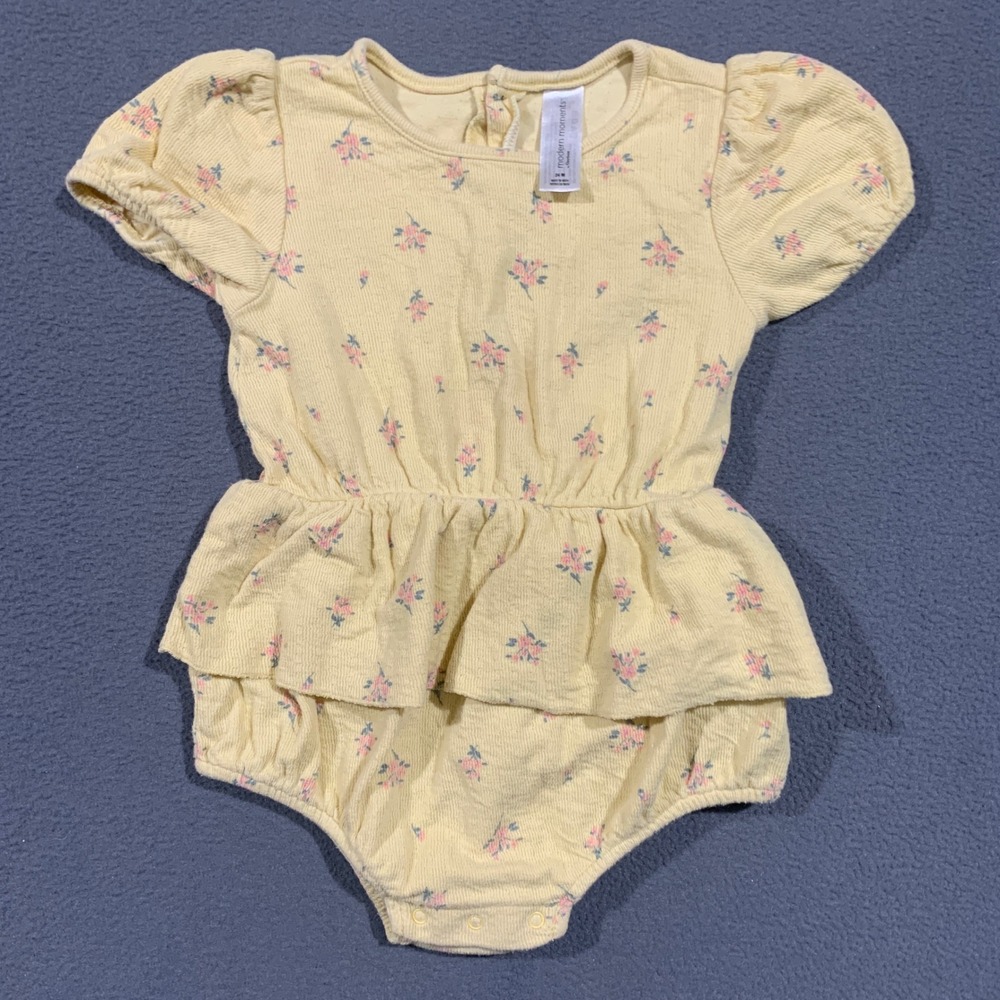 Modern Moments‎ by Gerber Girl's Cottagecore Ruffle Romper Bodysuit 24M